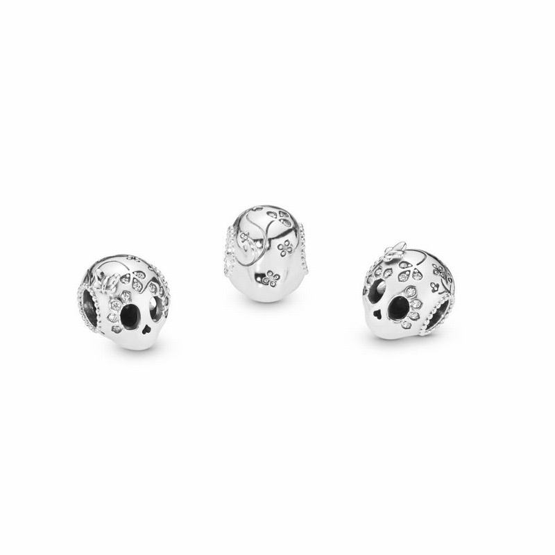 Pandora Sparkling Skull Charm Ireland - Sterling Silver/Cubic Zirconia - 192437WIC